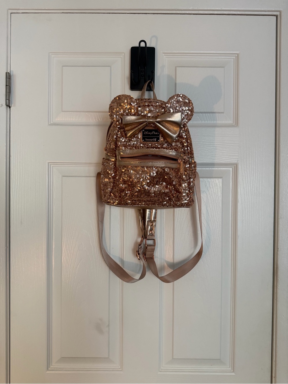 Loungefly Rose Gold Sequin Mini Backpack with Bow